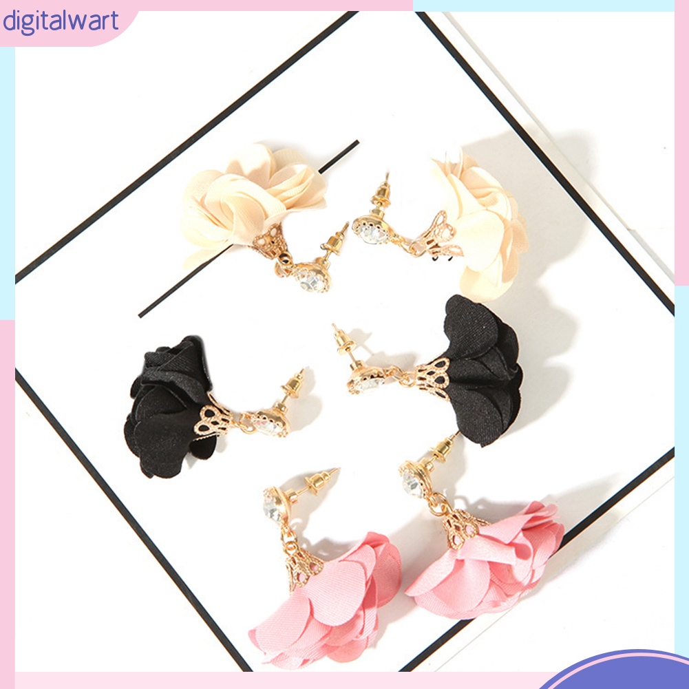 Đôi bông tai hình hoa trang trí đính đá thời trang cho nữ