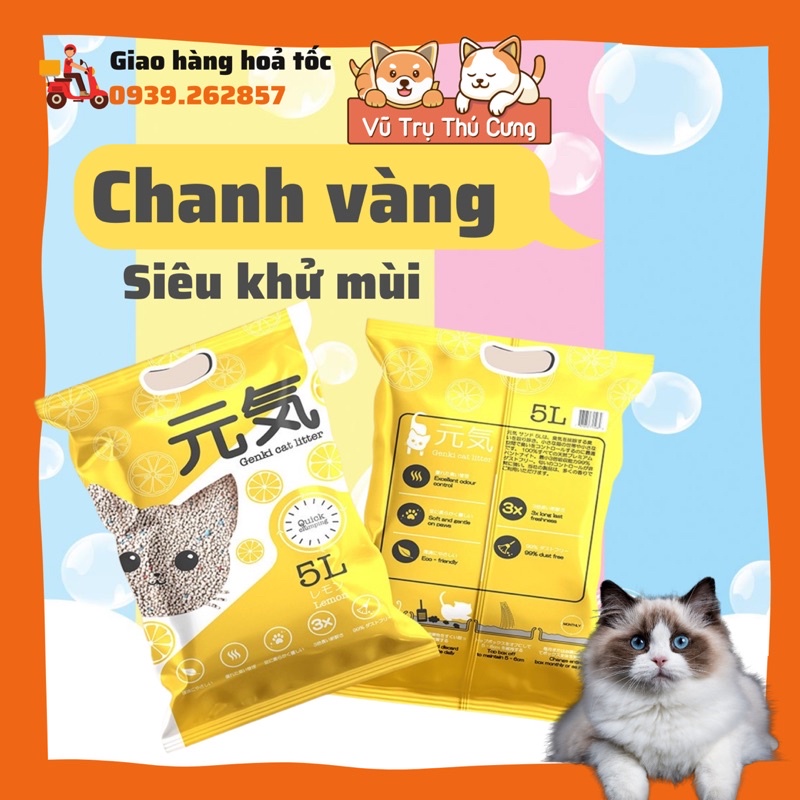 Cát vệ sinh cho mèo Genki Nhật Bản - Túi 5 Lít