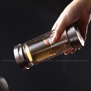 (LT13) BÌNH THỦY TINH HAI ĐẦU INOX 300ml