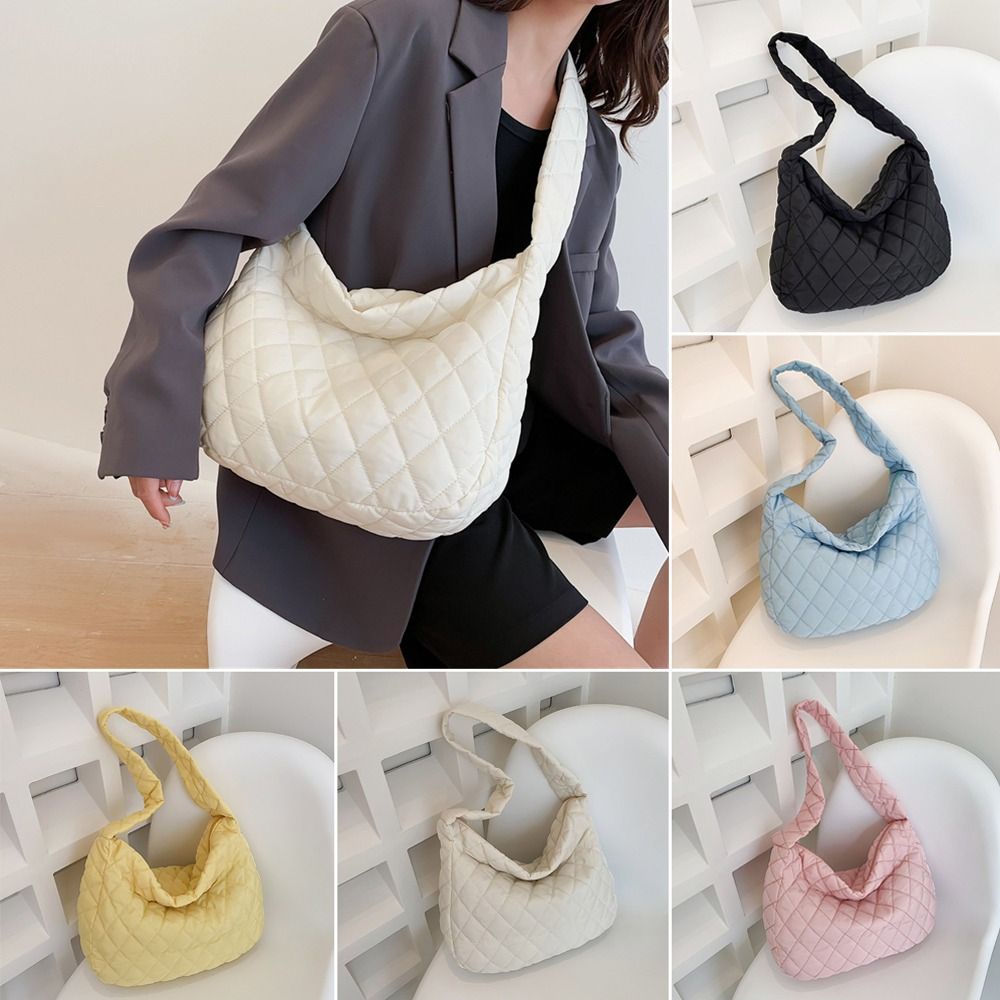 Túi xách đeo vai cỡ lớn bằng cotton họa tiết kẻ sọc nhiều màu thời trang mùa đông cho nữ