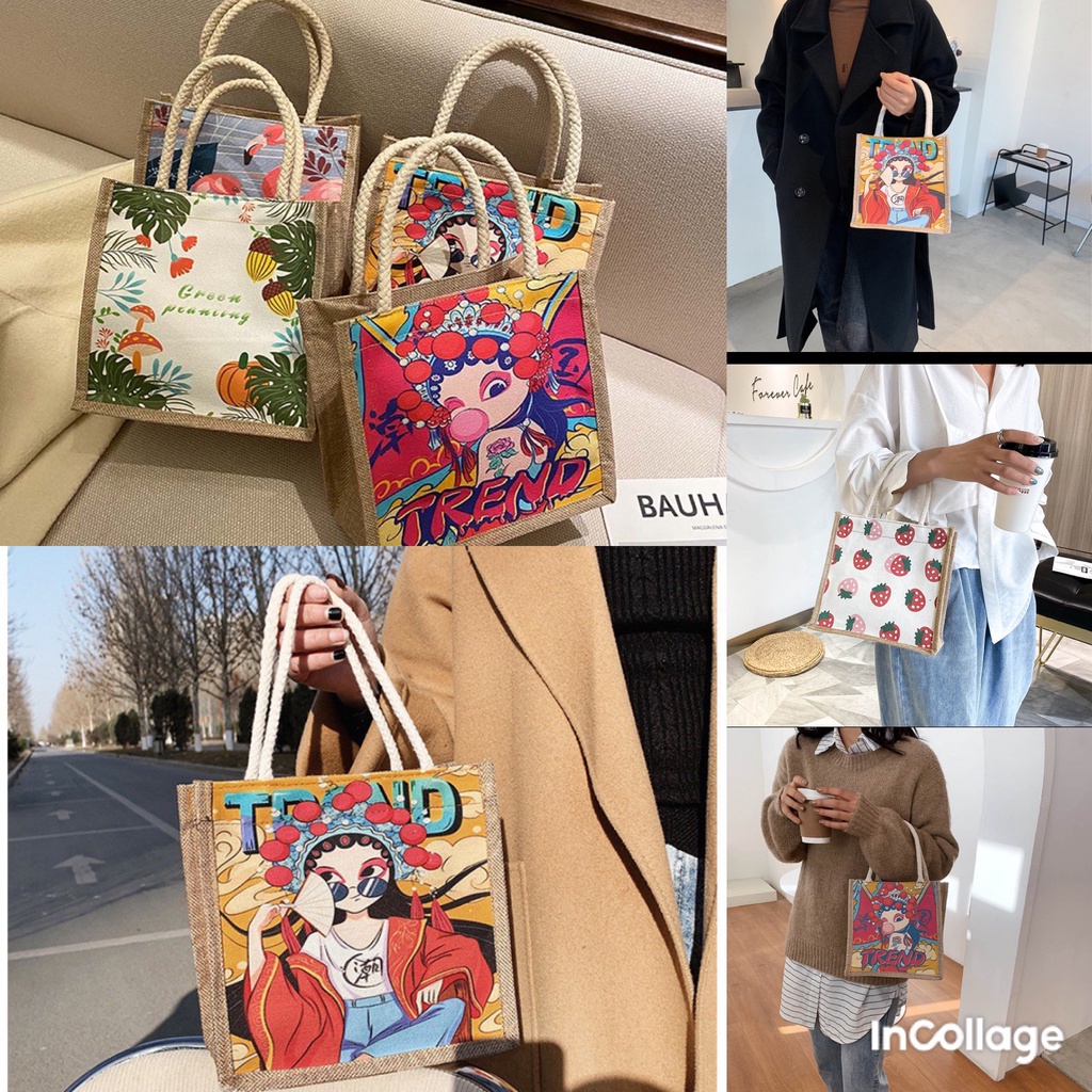 Túi cói, túi xách nữ thời trang dễ thương cute cá tính phong cách Vintage T26