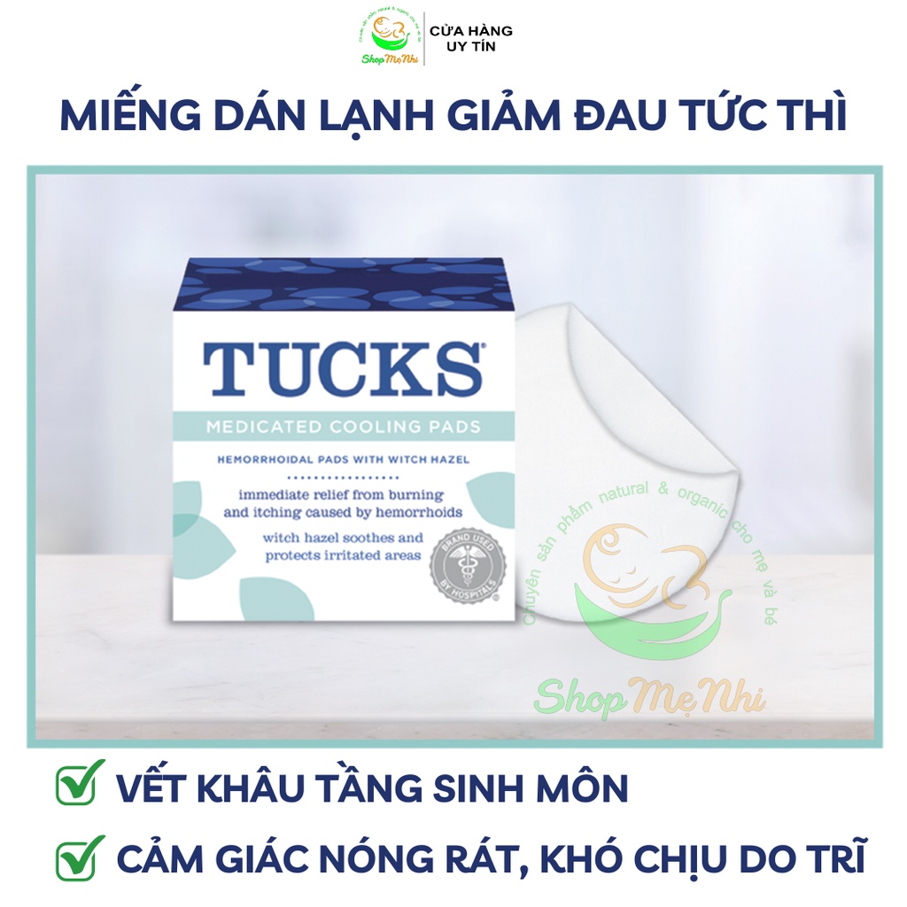 Miếng dán lạnh giảm đau sau sinh TUCKS Medicated Cooling Pads 100 miếng.