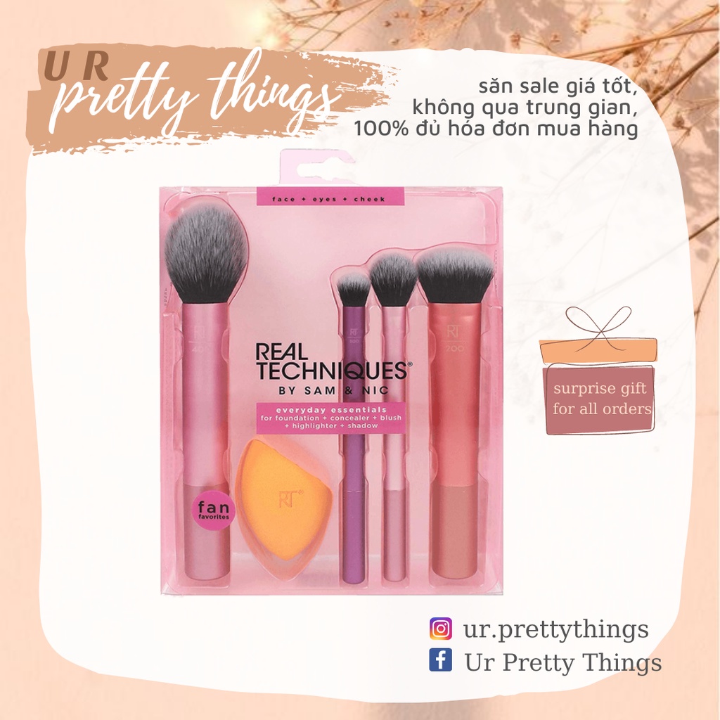 FULL SET/TÁCH SET - Set cọ trang điểm Real Techniques Everyday Essentials