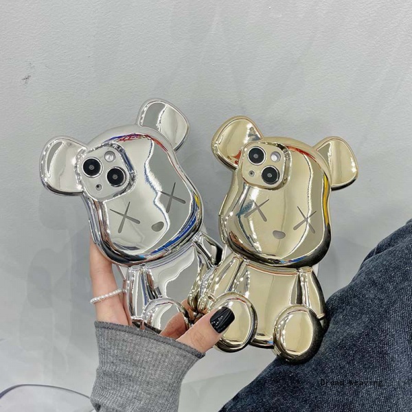 Ốp Điện Thoại Ba Chiều Mạ Vàng / Bạc Hình Gấu Bông Cho Apple Iphone 11 / 12 / 13 / pro / max