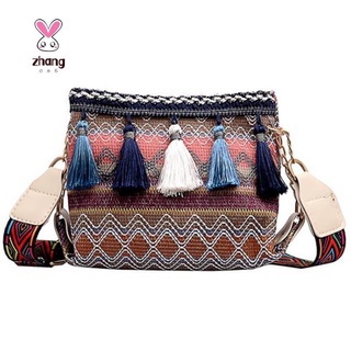 Túi Đeo Chéo Tua Rua Màu Vàng Phong Cách Dân Tộc Cho Nữ