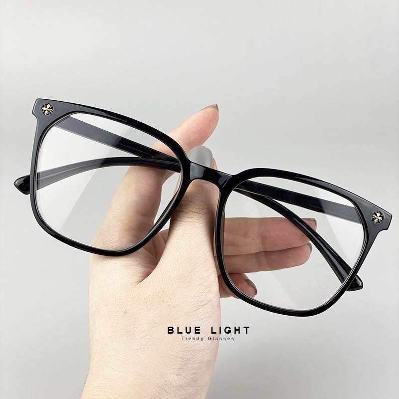 Gọng Kính Cận, Kính Giả Cận Nam Nữ, Mắt Vuông To, Gọng Nhựa Dẻo TR90 Chrome Heart - BLUE LIGHT