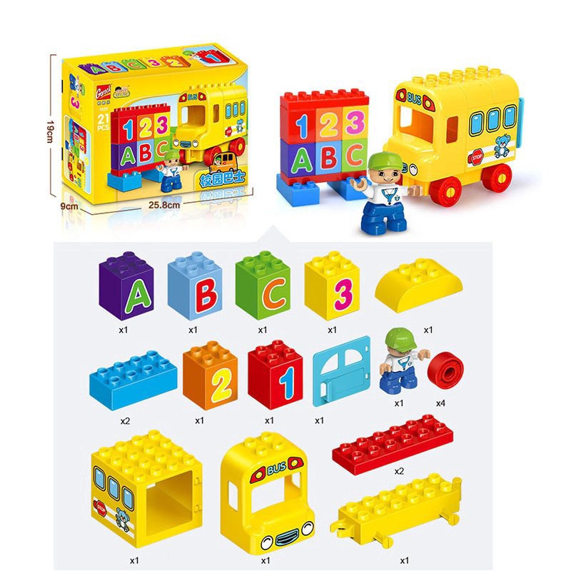 Bộ mô hình xe buýt / xe hơi / người tự ráp cho bé sáng tạo dễ thương ngộ nghĩnh xinh xắn lego minecraft