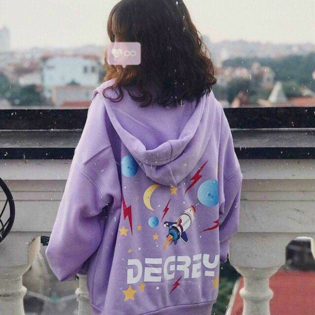 Áo Hoodie Không Xù Lông Dáng Rộng Phong Cách Hàn Quốc Trẻ Trung Cho Nữ và Cặp Đôi In Hình DEGREY D75 | BigBuy360 - bigbuy360.vn