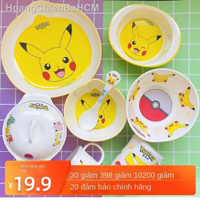 Pokémon Pikachu bộ đồ ăn trẻ em thức cho bát dặm đĩa melamine cốc nước mẫu giáo tối phim hoạt hình