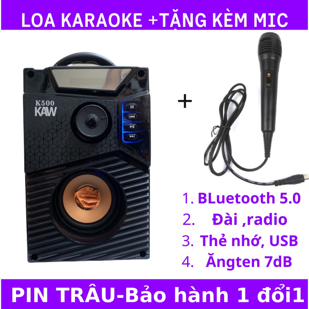 Loa bluetooth karaoke mini, Loa A300 ( PHIÊN BẢN MỚI 2022 KAW K500 )KẾT NỐI Bluetooth NHANH - Giá Rẻ BH Toàn Quốc.