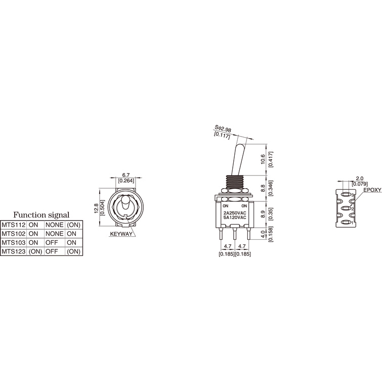 Set 5 công tắc ON-OFF thu nhỏ MTS103 MTS-103 chuyên dụng