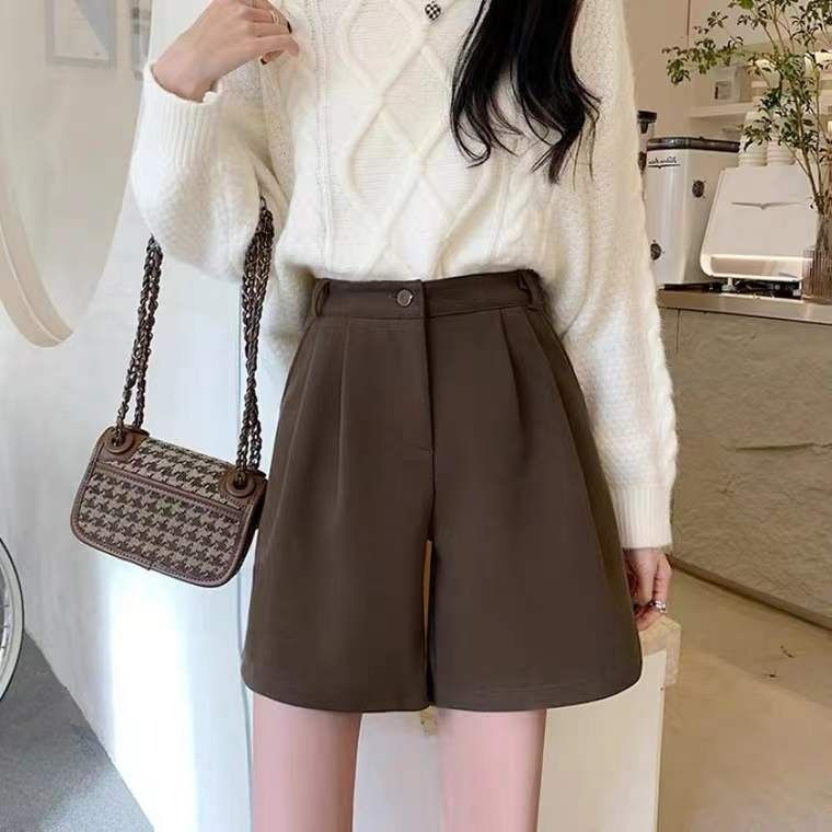 Quần Short Nữ Lưng Cao Dáng Rộng Thời Trang Phong Cách Hàn Quốc