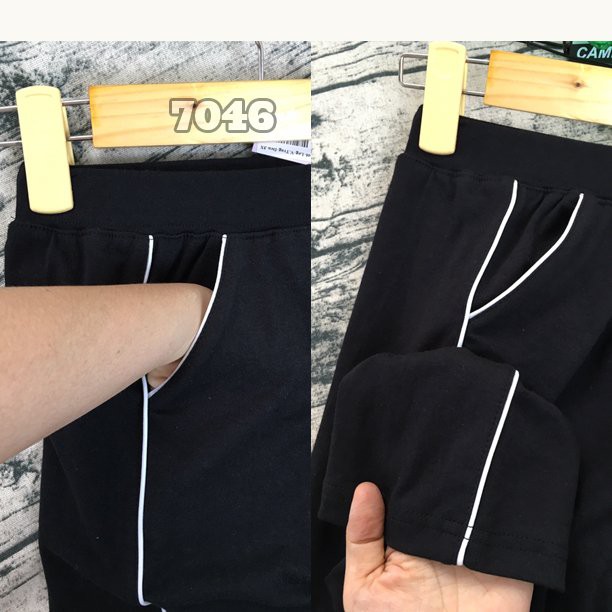7046 Quần legging BIG SIZE kiểu quần leg viền sọc có túi thun cotton co giãn 4 chiều