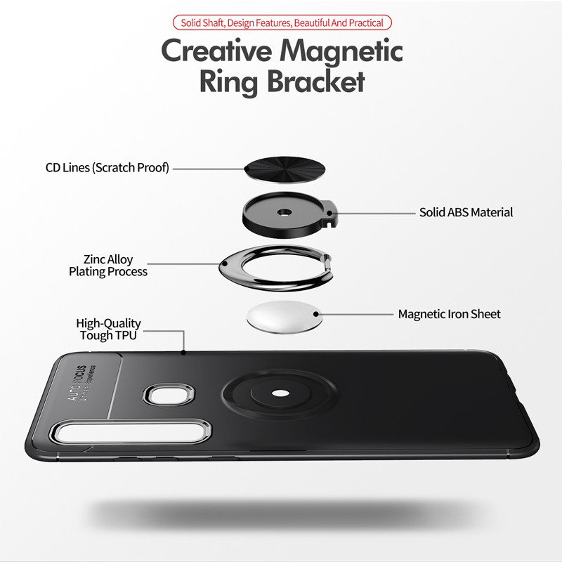 Ốp điện thoại dẻo silicon TPU tích hợp giá đỡ vòng nhẫn xoay gắn xe hơi cho Samsung Galaxy A9 2018 A9S
