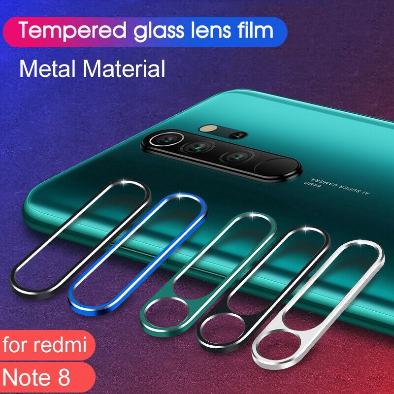 For Xiaomi Redmi Note 8 Back Camera Aluminum Metal Ring Case Screen Protector,Rear Lens Glass Film