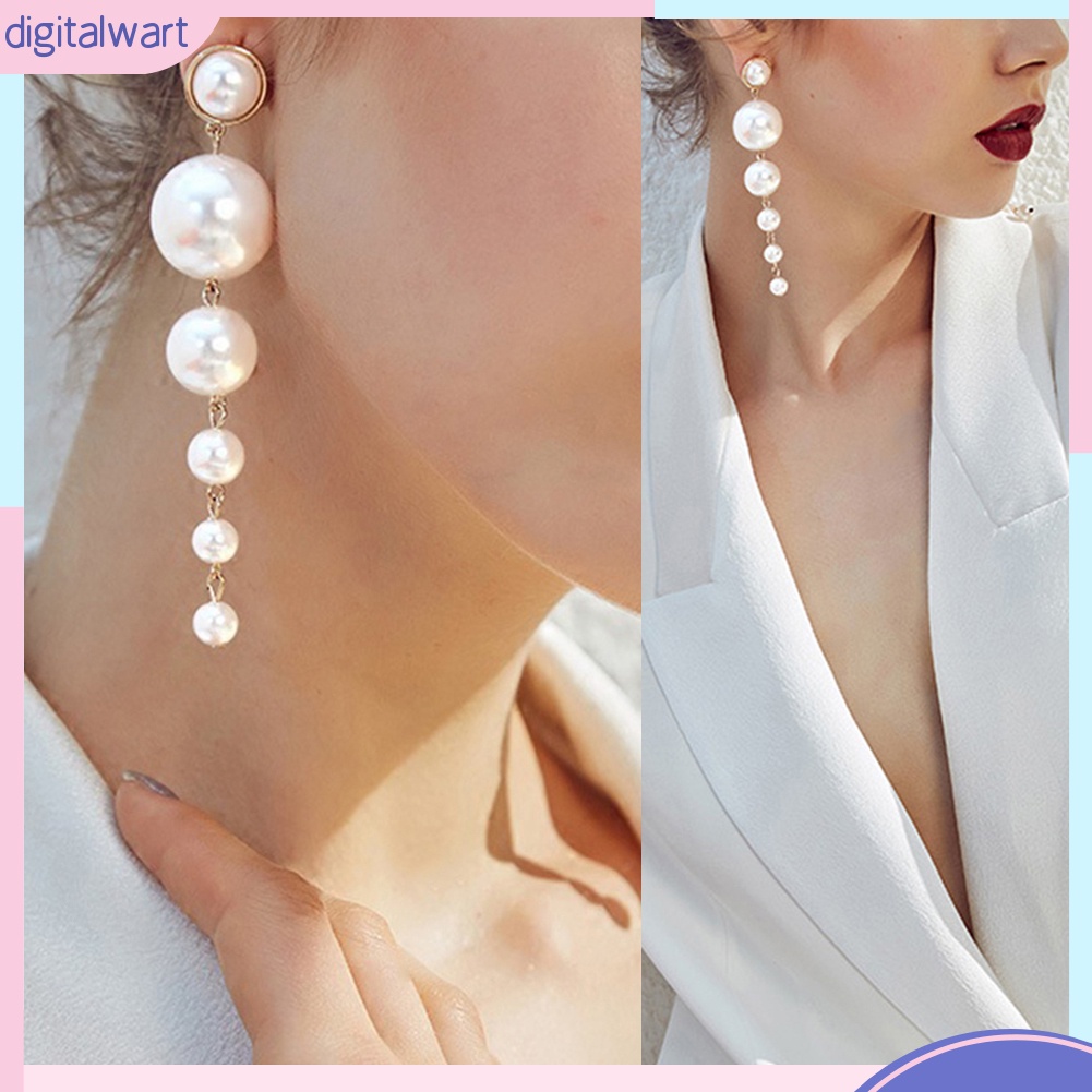 Khuyên Tai Dài Đính Ngọc Trai Nhân Tạo Thời Trang