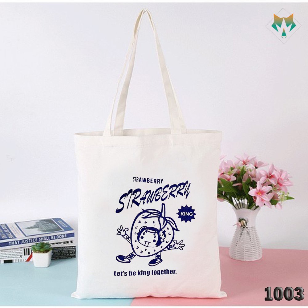 Túi Tote Vải Canvas Cao Cấp 1003 464 Strawbery Trái Dâu Thời Trang Hàn Quốc Cực Hot