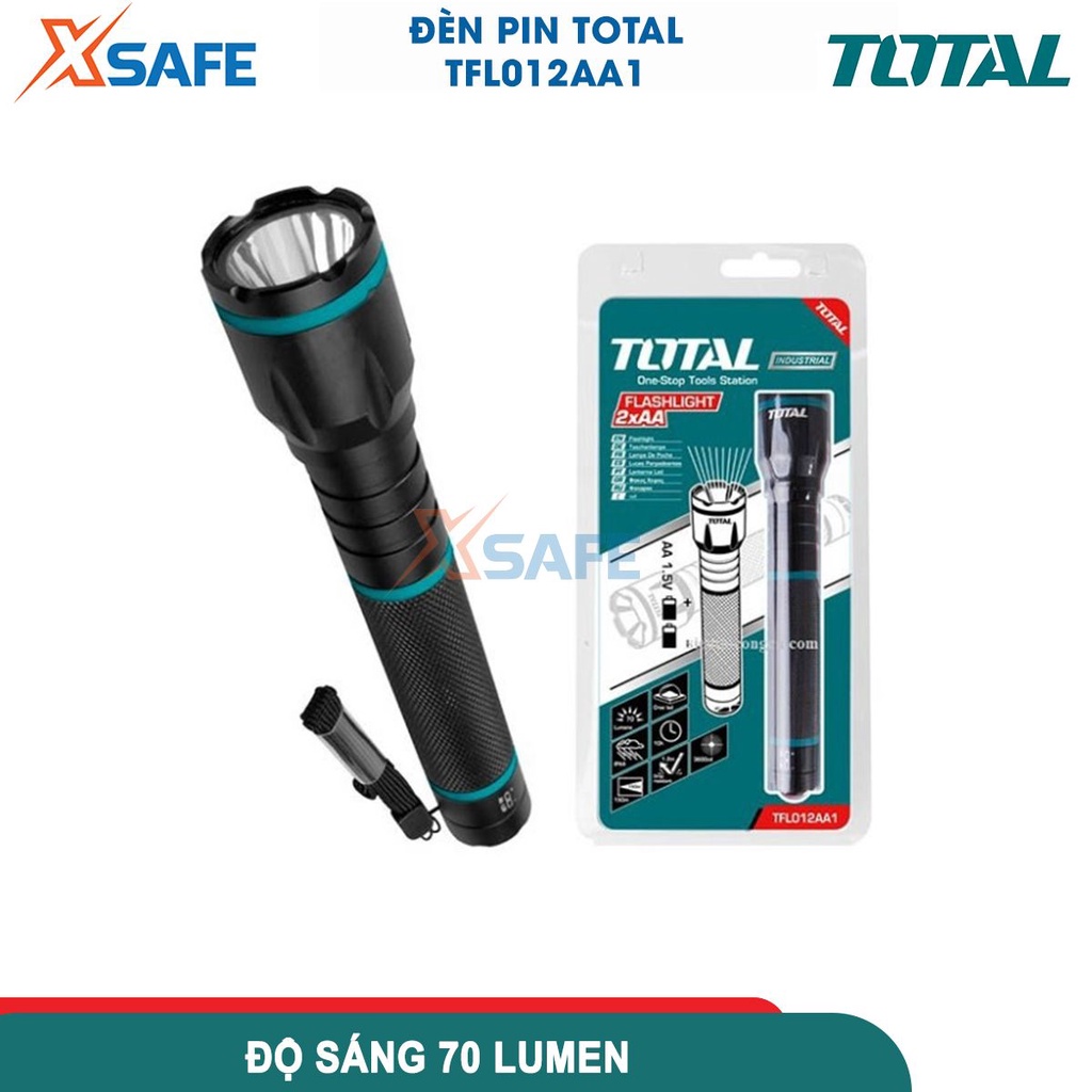 Đèn pin TOTAL công suất 1-3W, vỏ hợp kim nhôm siêu bền, tuổi thọ đèn 100000h, KHÔNG KÈM THEO PIN, công tắc ở đuôi