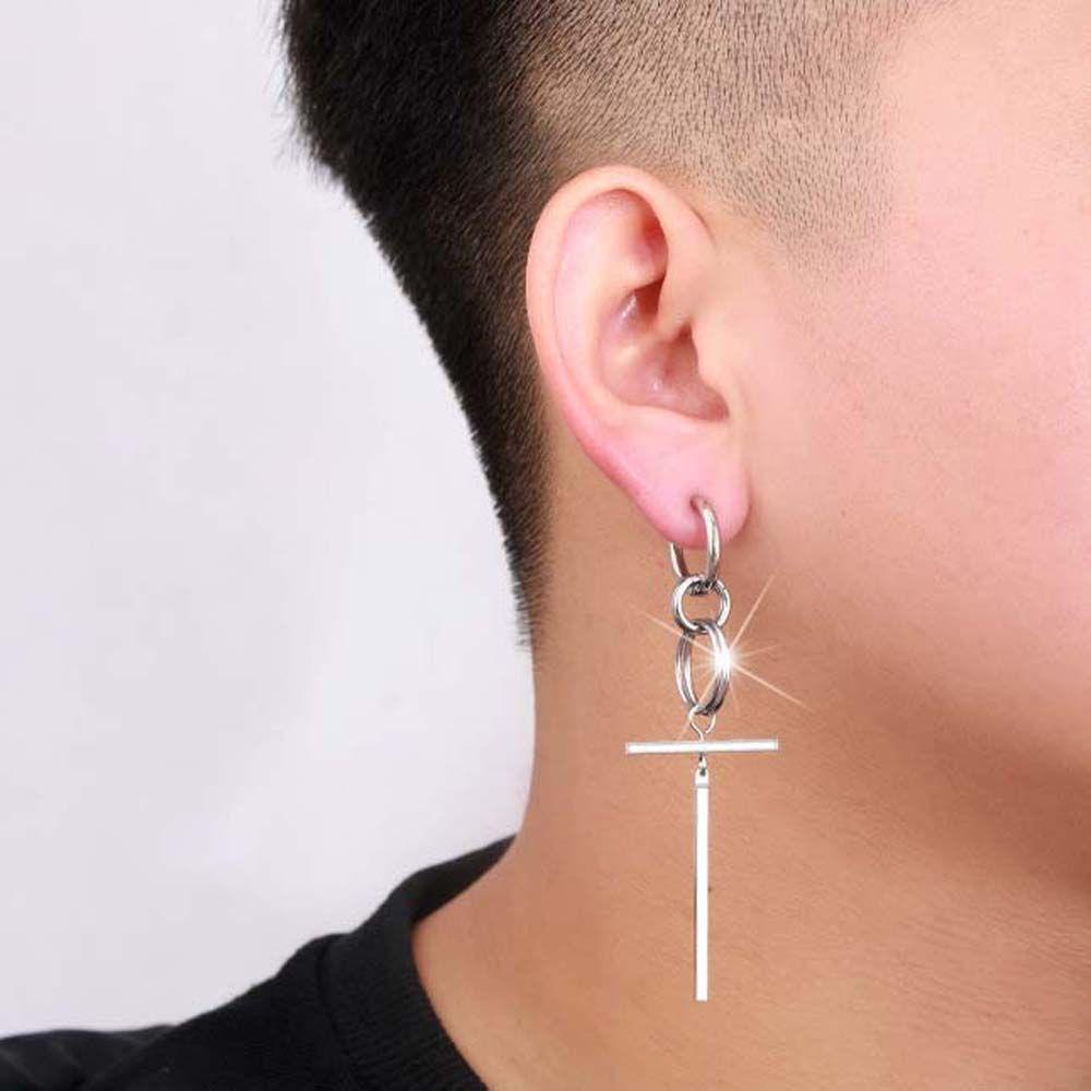 MXGOODS Bông Tai Hình Thánh Giá Màu Đen Phong Cách Hàn Quốc