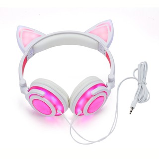 Tai nghe mèo chụp tai có dây, âm thanh hay, có micro và led phát sáng Regoo CAT10