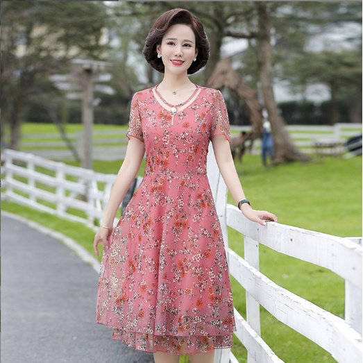 Váy trung niên nữ đẹp V81 - Áo đầm thời trang chất voan cao cấp cho mẹ, bà, người trung tuổi cao cấp, sang trọng Bigsize