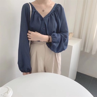 Áo sơ mi tơ tay phồng