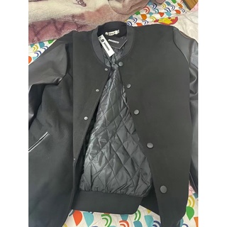 Áo khoác bomber phối da
