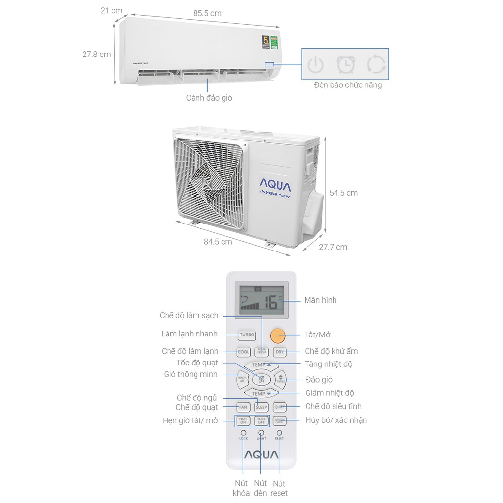 [ GIá Hủy Diệt ] Máy lạnh Aqua Inverter 1.5 HP AQA-KCRV12WNZ ( GIAO HÀNG KHU VỰC HCM )