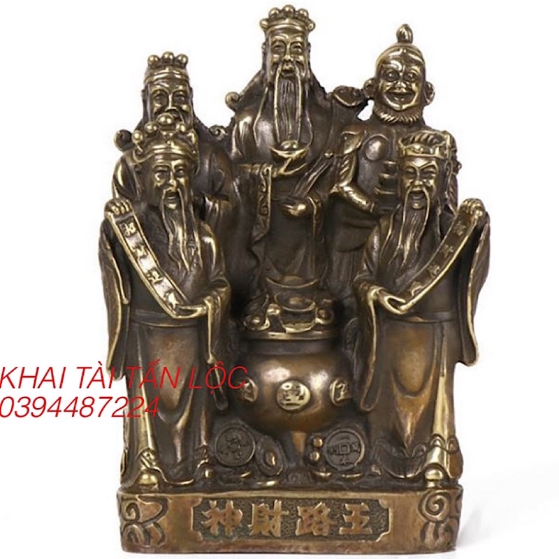Tượng ngũ lộ thần tài - 5 ông thần tài bằng đồng cao 17cm