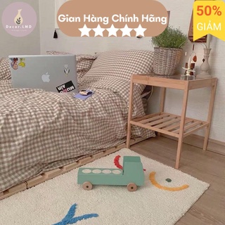 Combo 4 món chăn ga gối caro be phong cách vintage hàn quốc