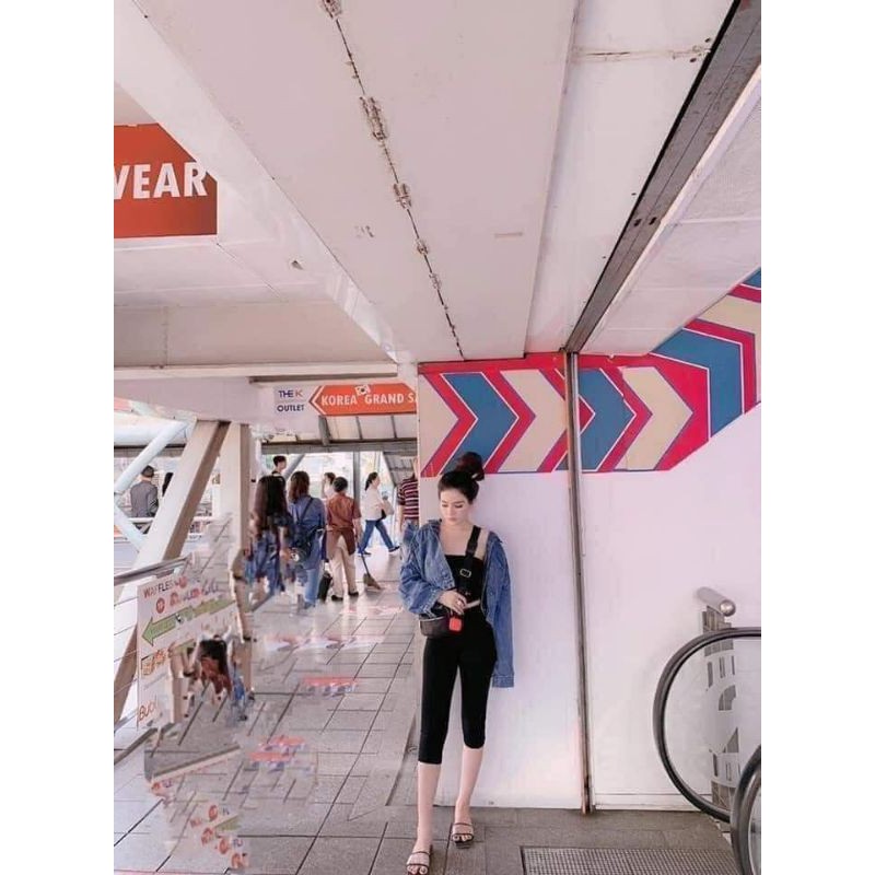 QUẦN LEGGING LỬNG THUN THÁI - RAINBOW MÀU ĐEN