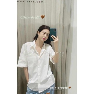 shoplao ❦✕☾ ÁO SOMI CỘC TAY MAN.GO (chữ hàn)