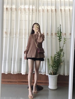 Áo dập li tiểu thư hàng L1