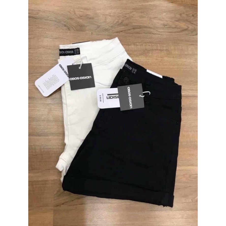 Quần đùi bò giấy cạp cao - gen bụng 2 màu đen trắng | BigBuy360 - bigbuy360.vn