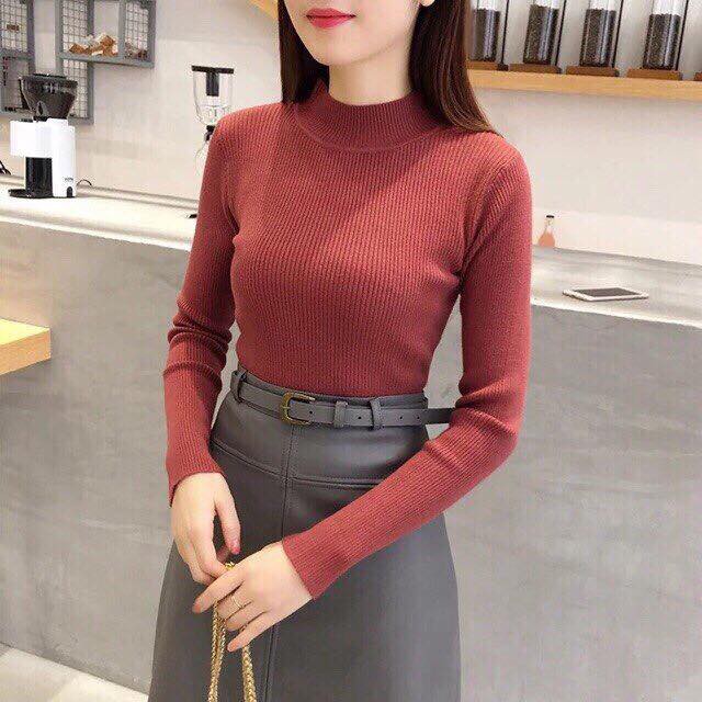 Áo len nữ chất len tăm cổ 3p loại 1 cực chất - Áo len cao cổ nữ