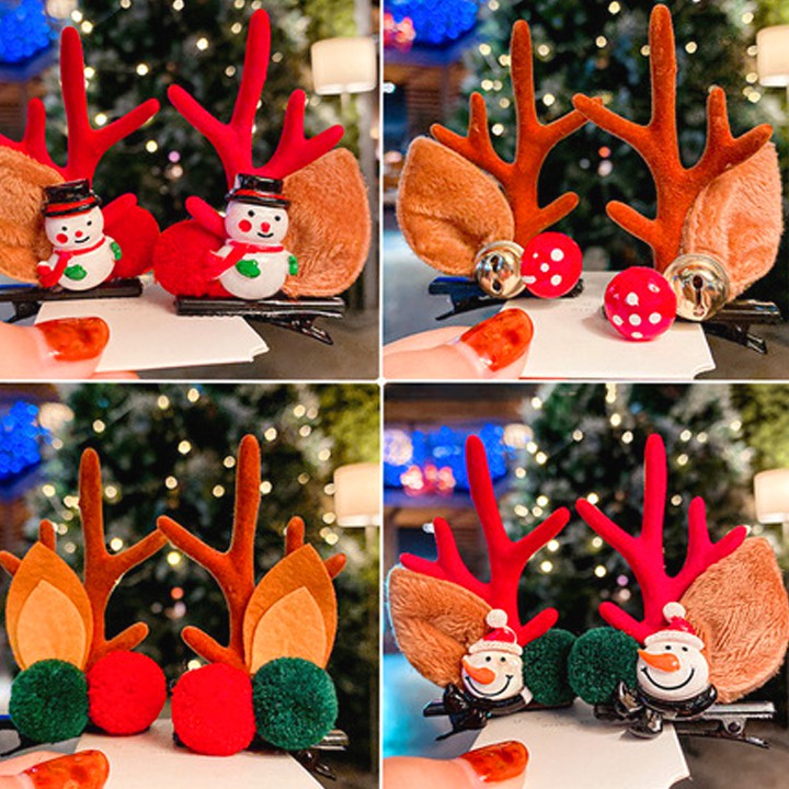 Set 2 kẹp tóc Giáng sinh hóa trang tuần lộc hottrend selfie mùa Noel phối nhiều họa tiết Baby-S (2pcs) – SNOEL005