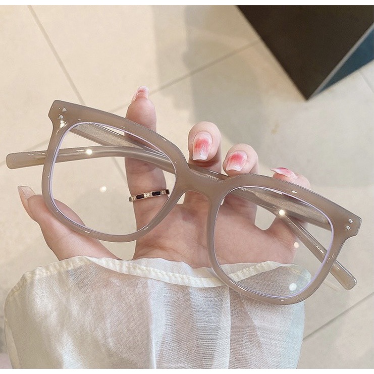 Kính Form vuông Nam Nữ 595 tròng trắng nhỏ xinh Chất liệu nhựa hàn quốc