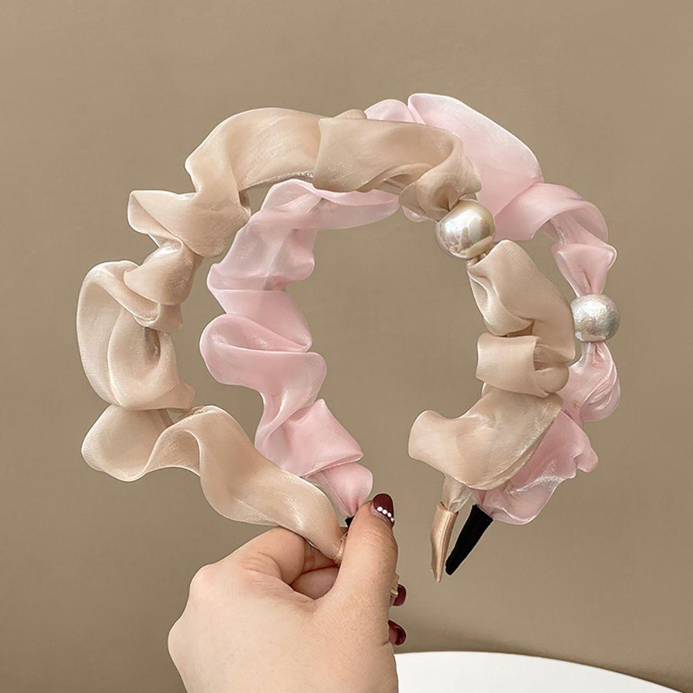 TWINKLE Băng Đô Cài Tóc Màu Trơn Đính Hạt Ngọc Trai Dễ Thương Phong Cách Hàn Quốc