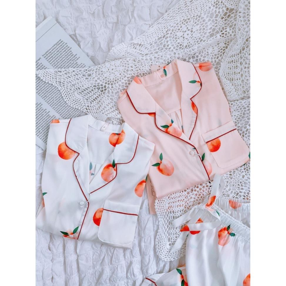 Pijama Mặc Nhà Bộ đồ ngủ  lụa satin cao cấp chất mát hoạ tiết trái cây 4 màu mùa hè 2021 | BigBuy360 - bigbuy360.vn