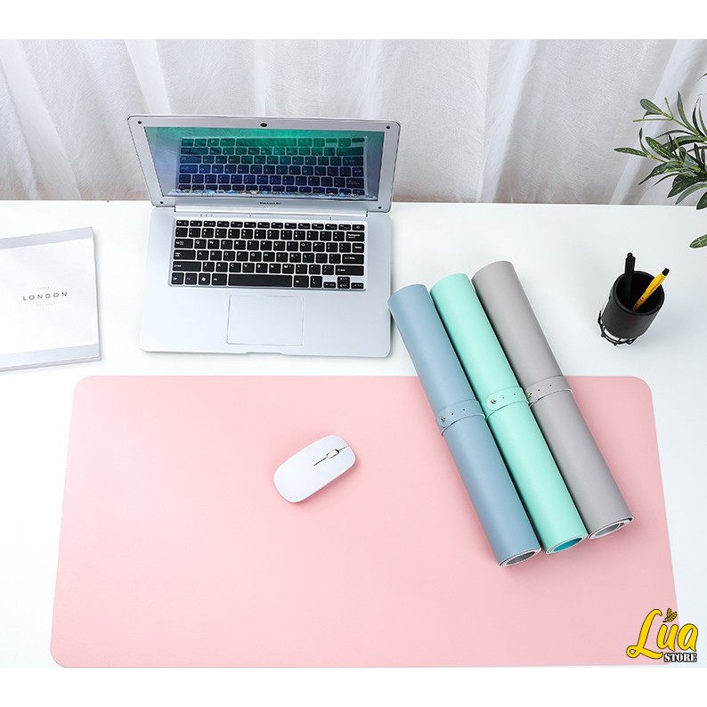 Thảm da trải bàn làm việc Deskpad 2 màu chống nước - Tấm lót chuột bằng da - Tấm lót da trải bàn máy tính và laptop
