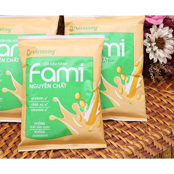 10 bịch Sữa đậu nành Fami nguyên chất 200ml - beautythienthanh fb nana sỉ bánh tráng