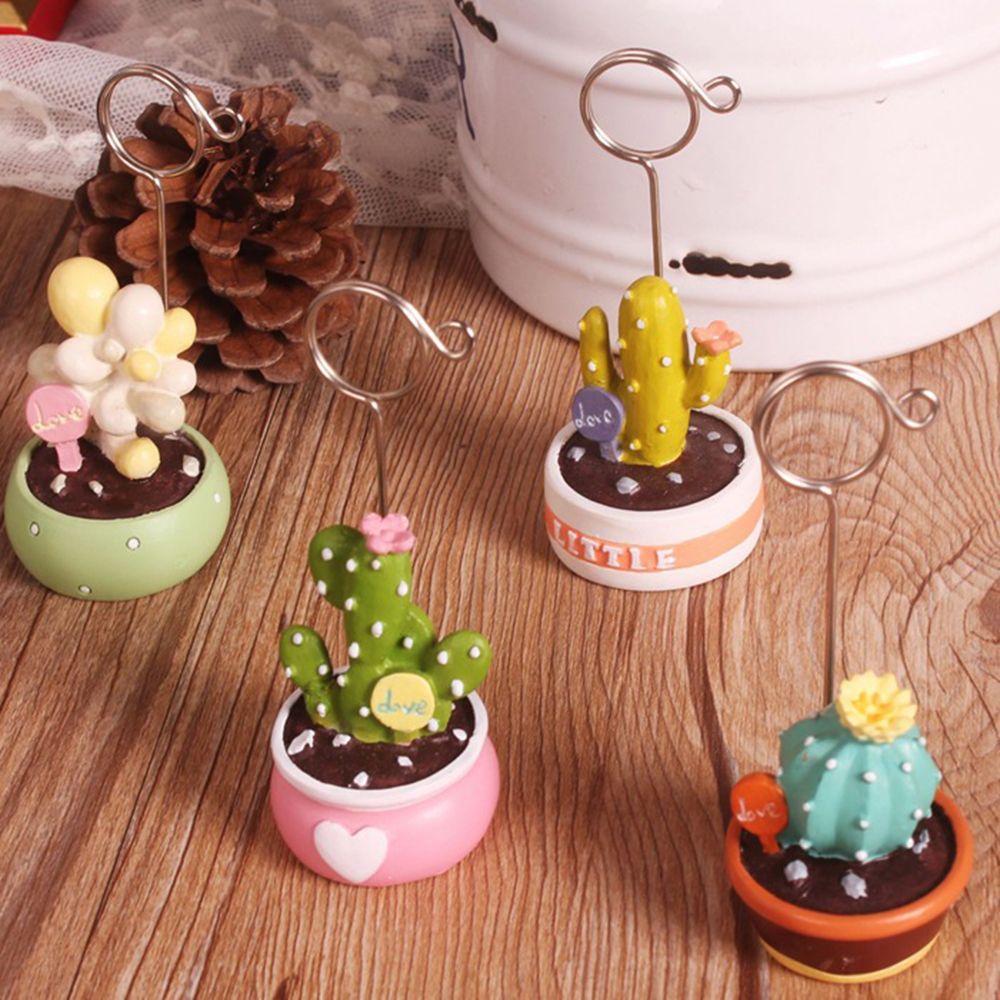 Cây xương rồng mini giả dễ thương kẹp ảnh để bàn trang trí nhà cửa
