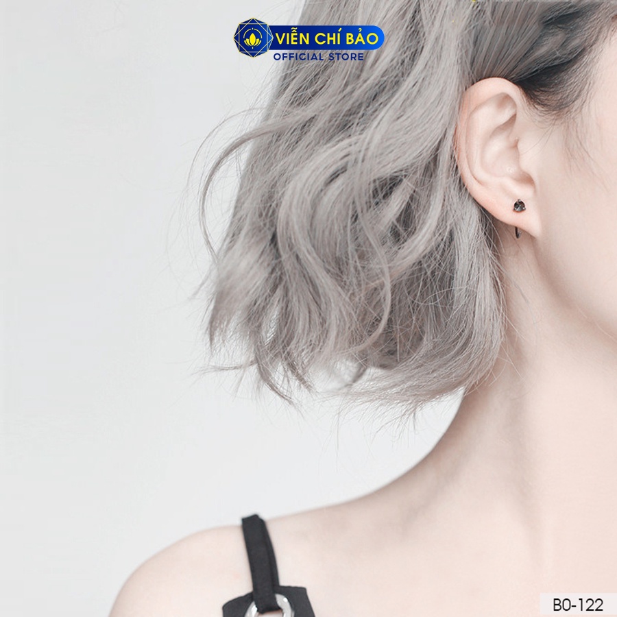 Khuyên tai bạc nữ móc câu đá đen chất liệu bạc 925 thời trang phụ kiện trang sức Viễn Chí Bảo B000122