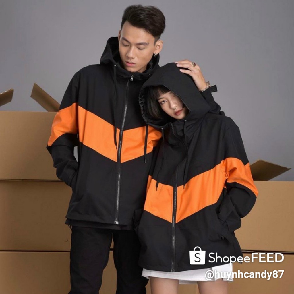 Áo khoác dù unisex 2 lớp dù có nón thích hợp mặc cặp nam nữ