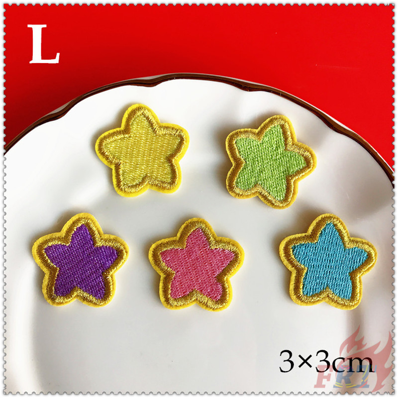 ✿ VSCO：Colorful Stars Iron-on Patch ✿ 1Pc Colorful Pentagram Diy Embroidery Patch Sew on Iron on Badges Patches