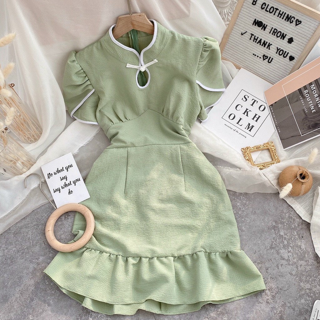 đầm xanh cổ tàu