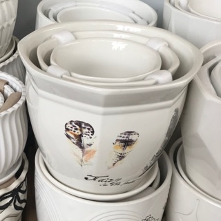 Bộ ba chậu sứ có đĩa lót loại to