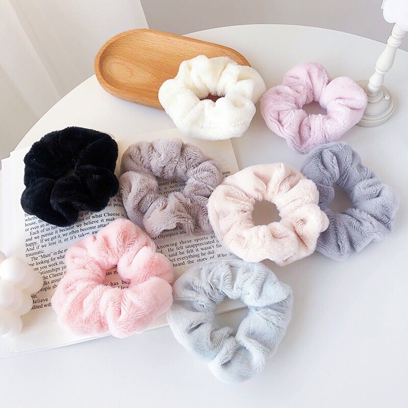 Dây Cột Tóc Scrunchies Lông Mềm Mịn