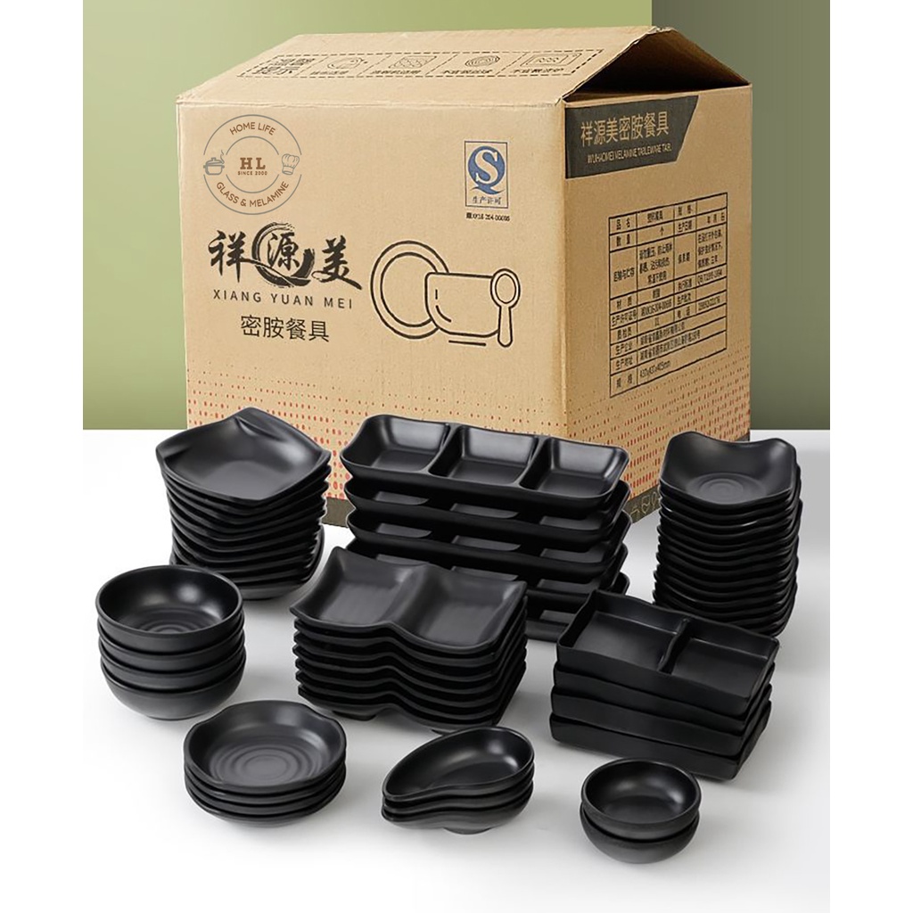 Đĩa đựng gia vị | Đĩa Chấm| Khay gia vị đen nhám | Tiêu Melamine A5 chống cháy siêu bền 1 - 2 - 3 ngăn