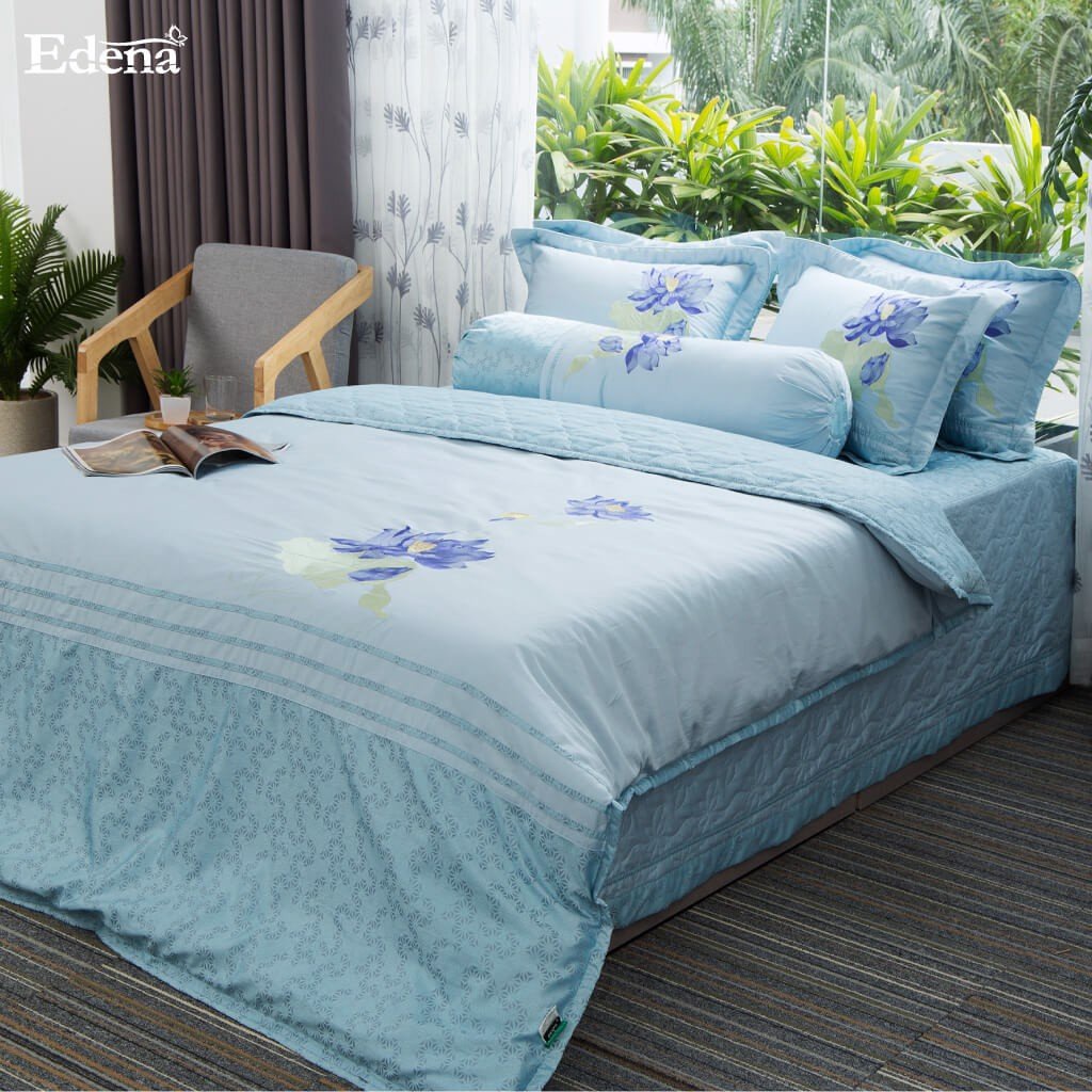 Bộ ga  Cotton Đặc Biệt Edena mẫu 524 - Chính Hãng , Cao Cấp Maybeding